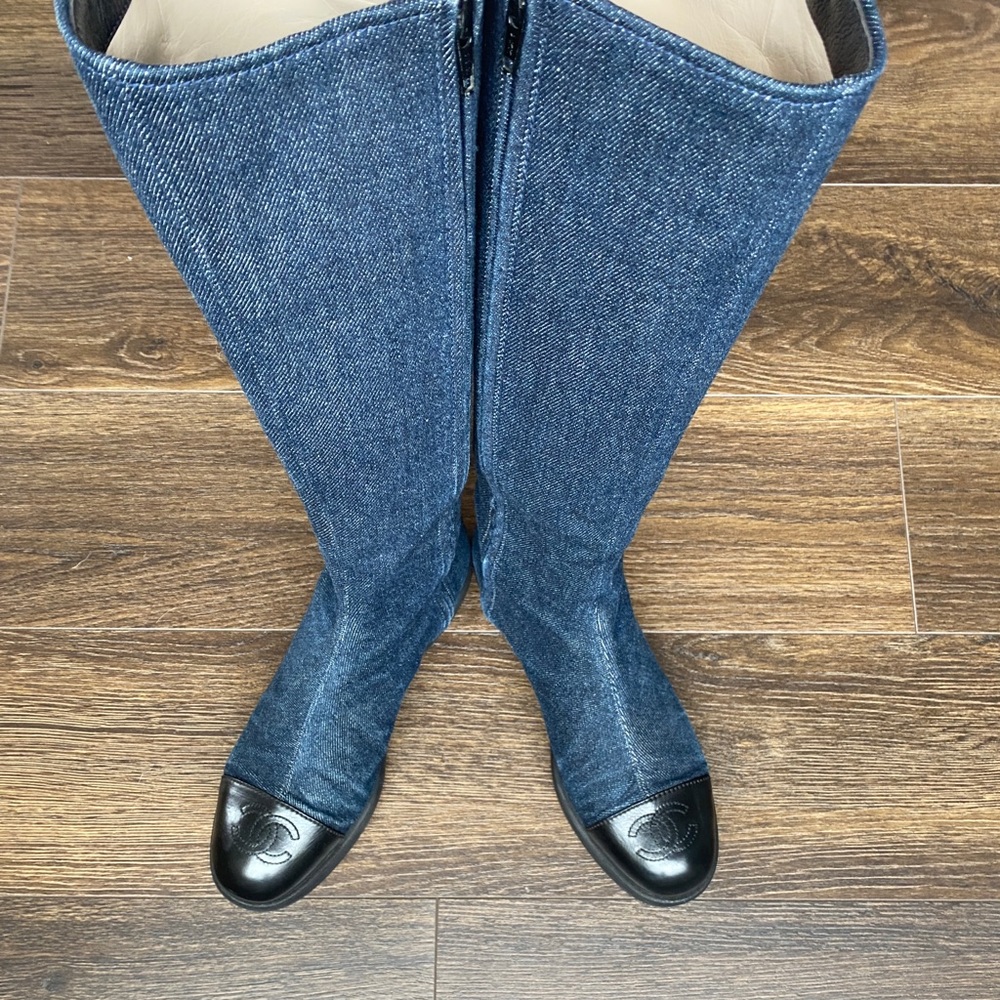 CHANEL Denim CC High Boot